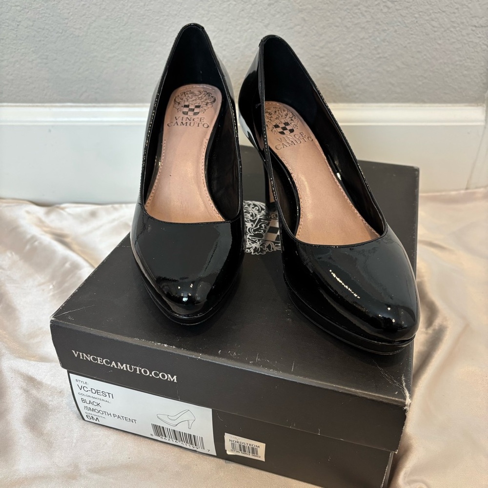 Women’s Vince Camuto VC-Desti Size 6M Leather High Heel Pumps Black